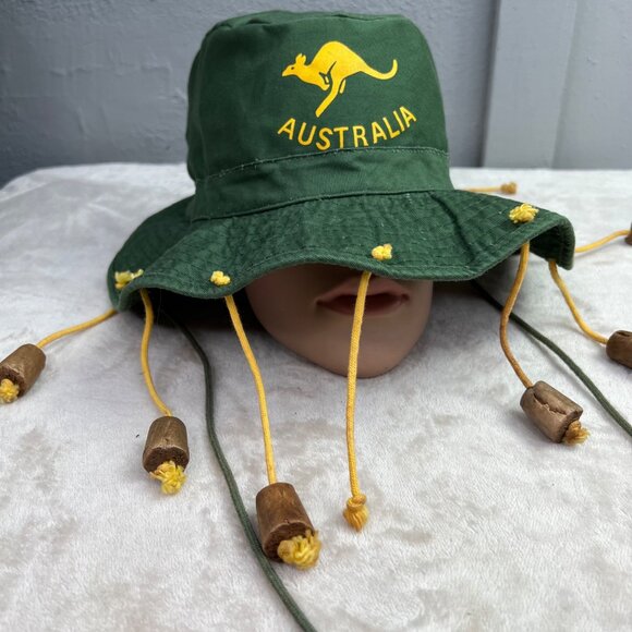 Australian Hat Cork Swag Souvenir Aussie Green One Size with Strap - Picture 2 of 6
